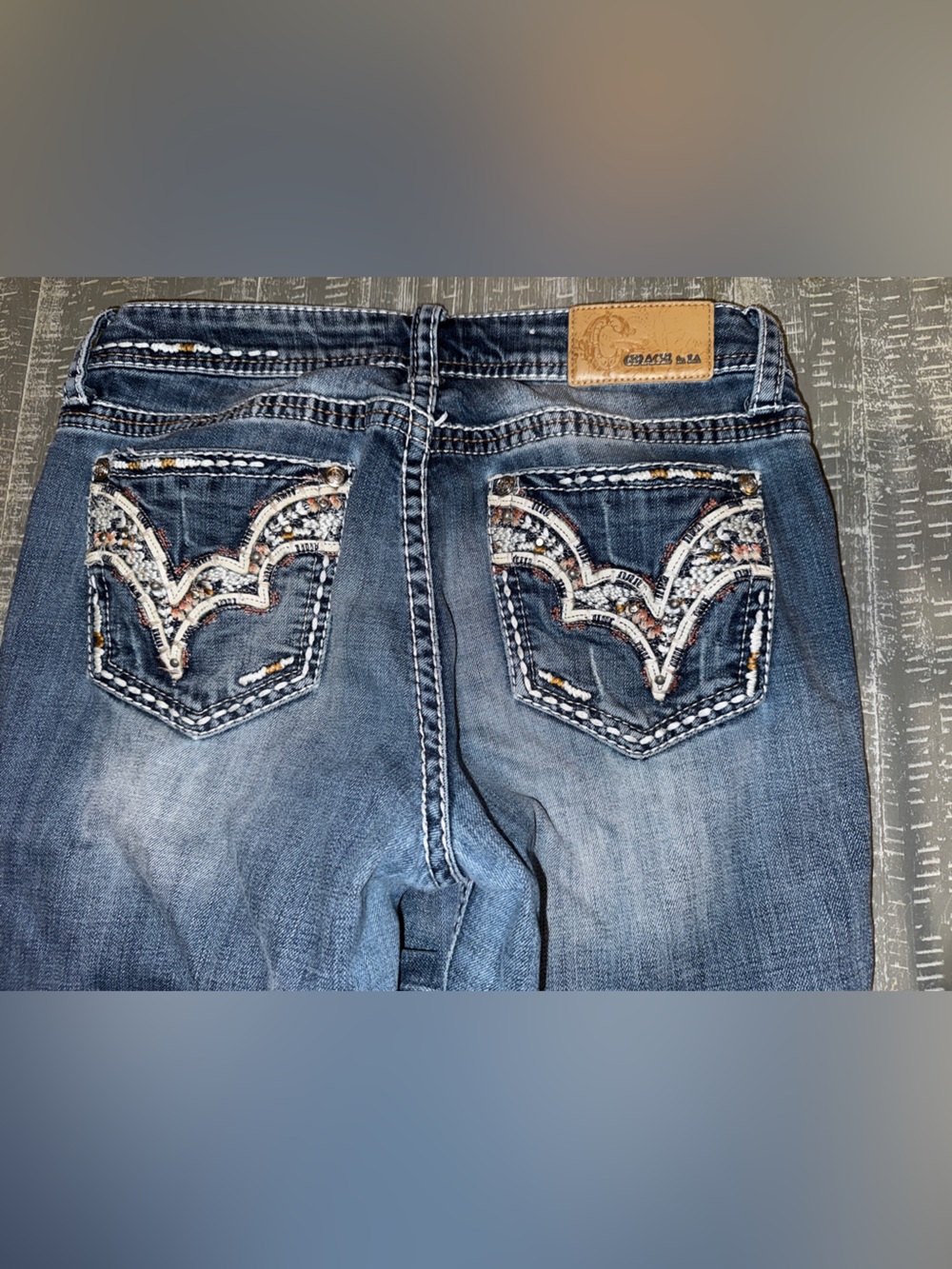 Grace in LA Size 29 Bling Cowgirl Bootcut Jeans Embroidered Rhinestone
